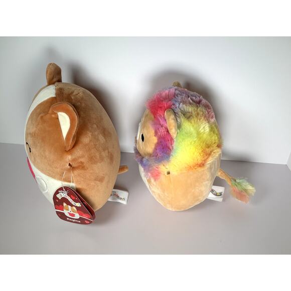 Squishmallows Regina 8" Valentine Corgi NWT & Leonard 7" Rainbow Mane Set - Picture 2 of 6
